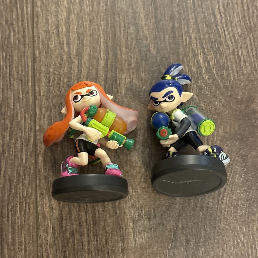 Nintendo amiibo Inkling Girl Glossy Figure Splatoon Orange Hair and Blue Boy